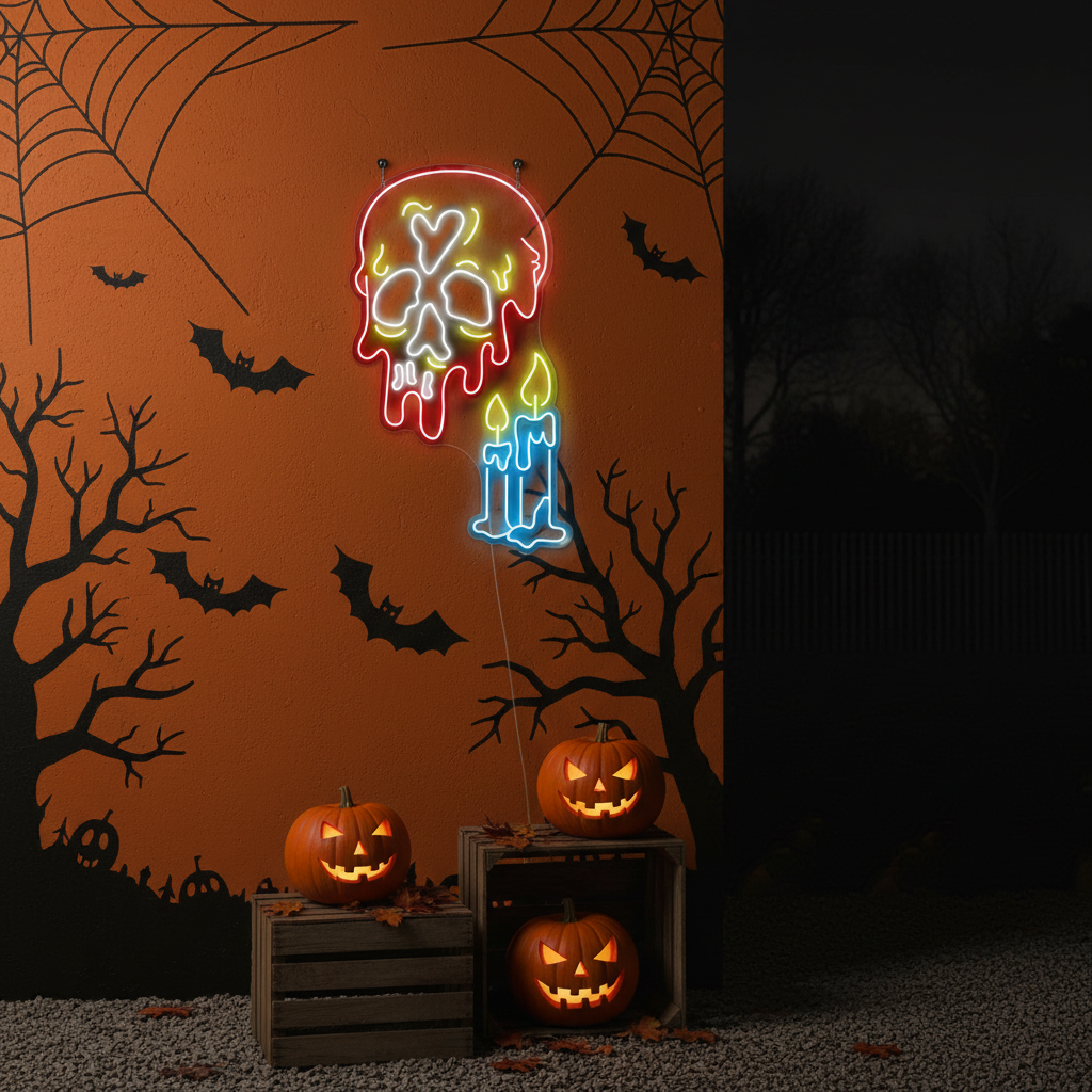 Decoration Skull Halloween LED Neon Sign by LEDNeons - spooky wall art for Halloween décor and photo backdrops