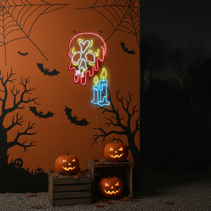 Decoration Skull Halloween LED Neon Sign by LEDNeons - spooky wall art for Halloween décor and photo backdrops