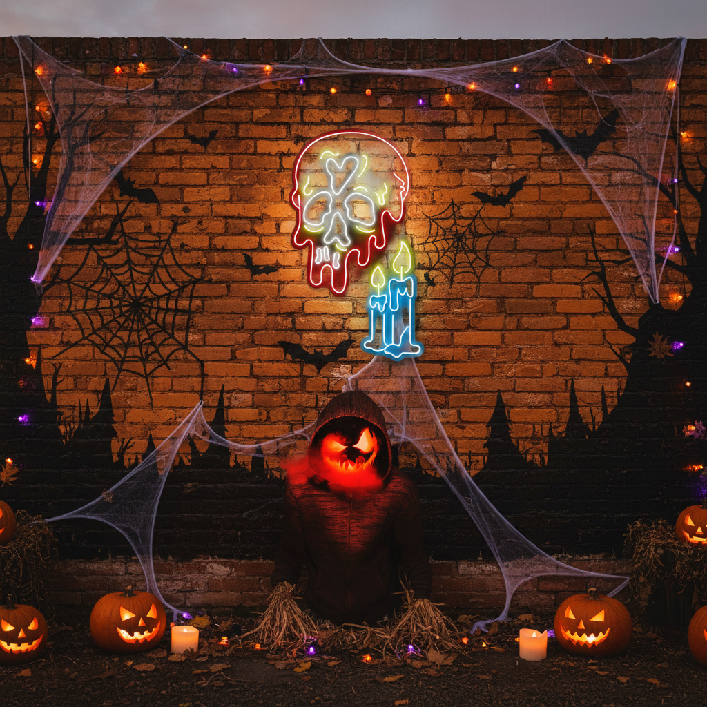 Decoration Skull Halloween LED Neon Sign by LEDNeons - spooky wall art for Halloween décor and photo backdrops