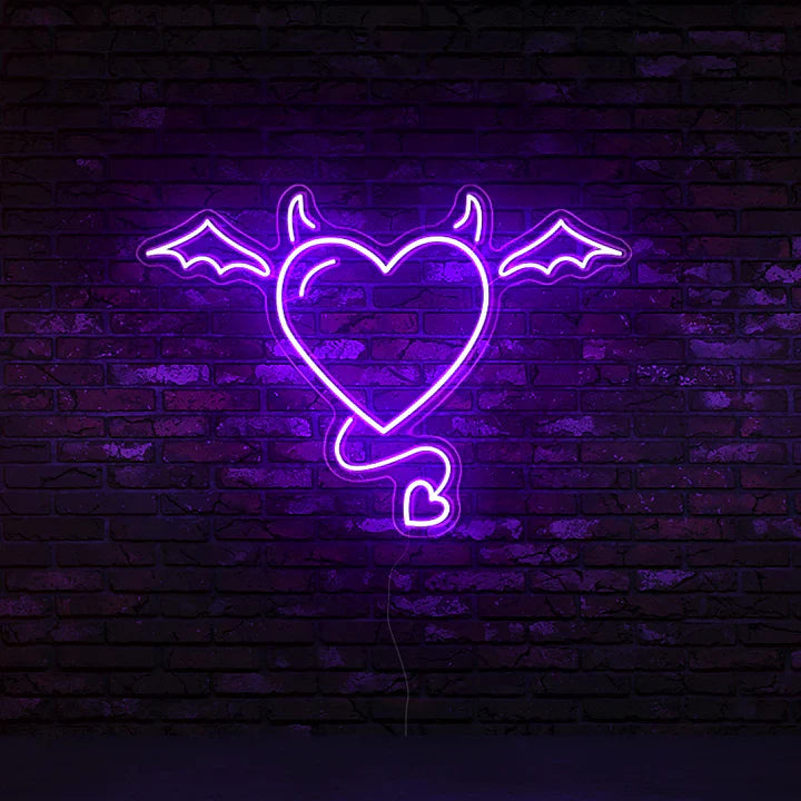Devil Heart Halloween LED Neon Sign by LEDNeons - Blue
