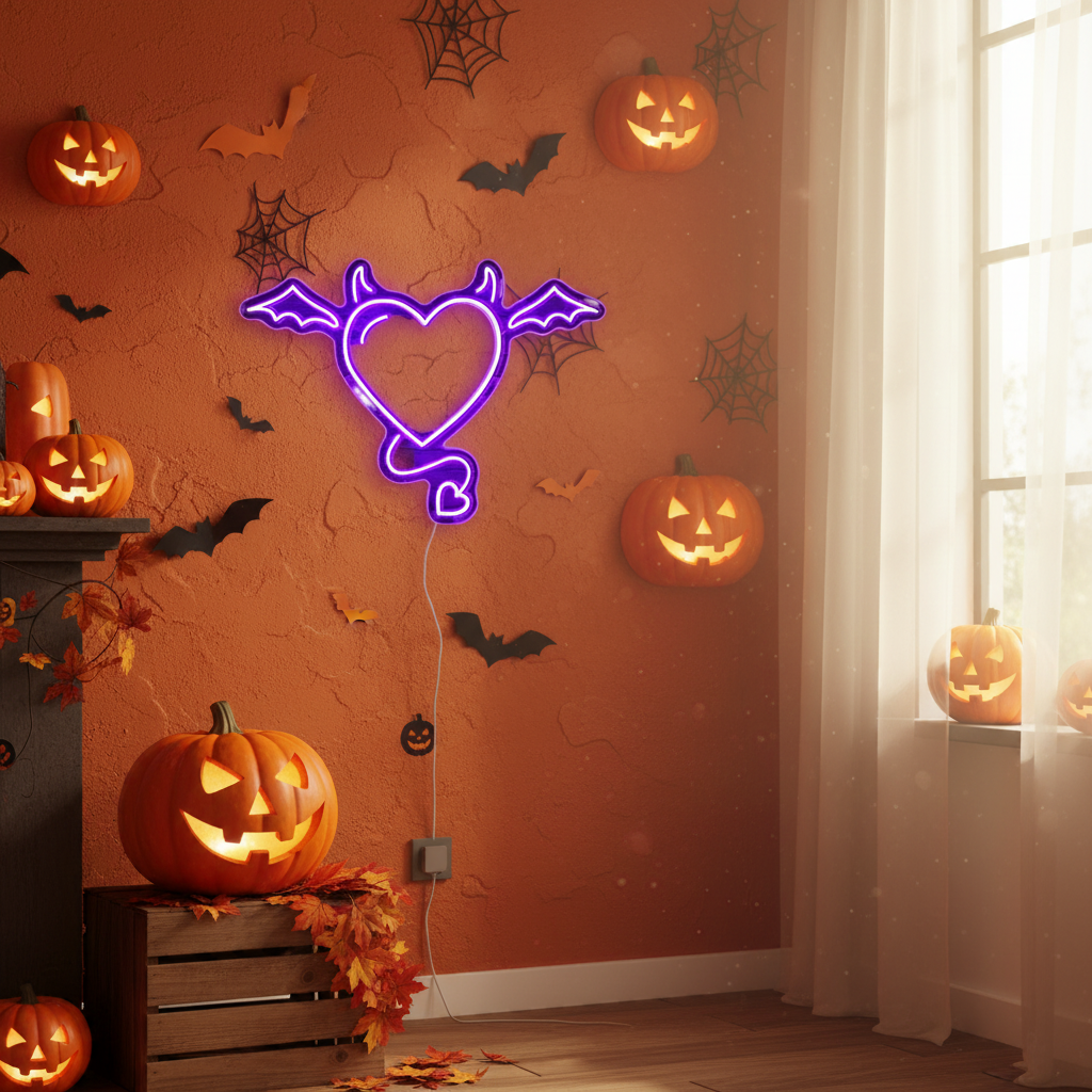 Devil Heart Halloween LED Neon Sign by LEDNeons 