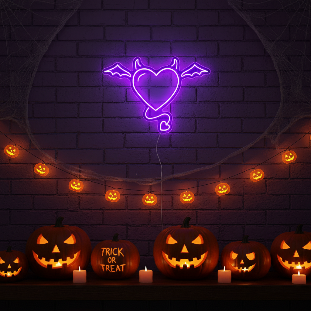 Devil Heart Halloween LED Neon Sign by LEDNeons 
