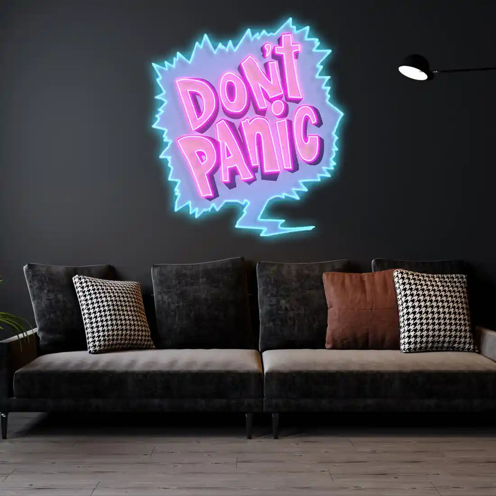 Don't Panic UV Art LED Neon Sign  by LEDNeons - designed for modern wall décor and party lighting.