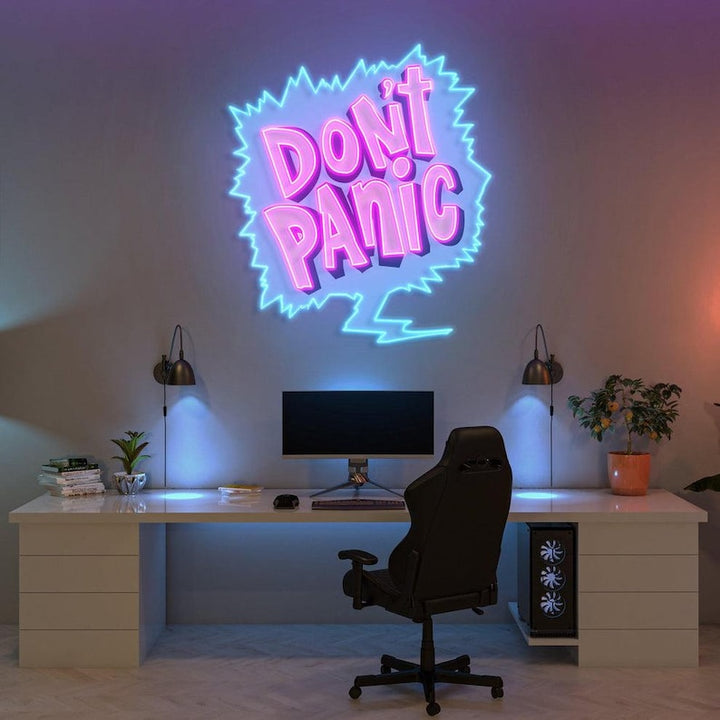 Don't Panic UV Art LED Neon Sign  by LEDNeons - designed for modern wall décor and party lighting.