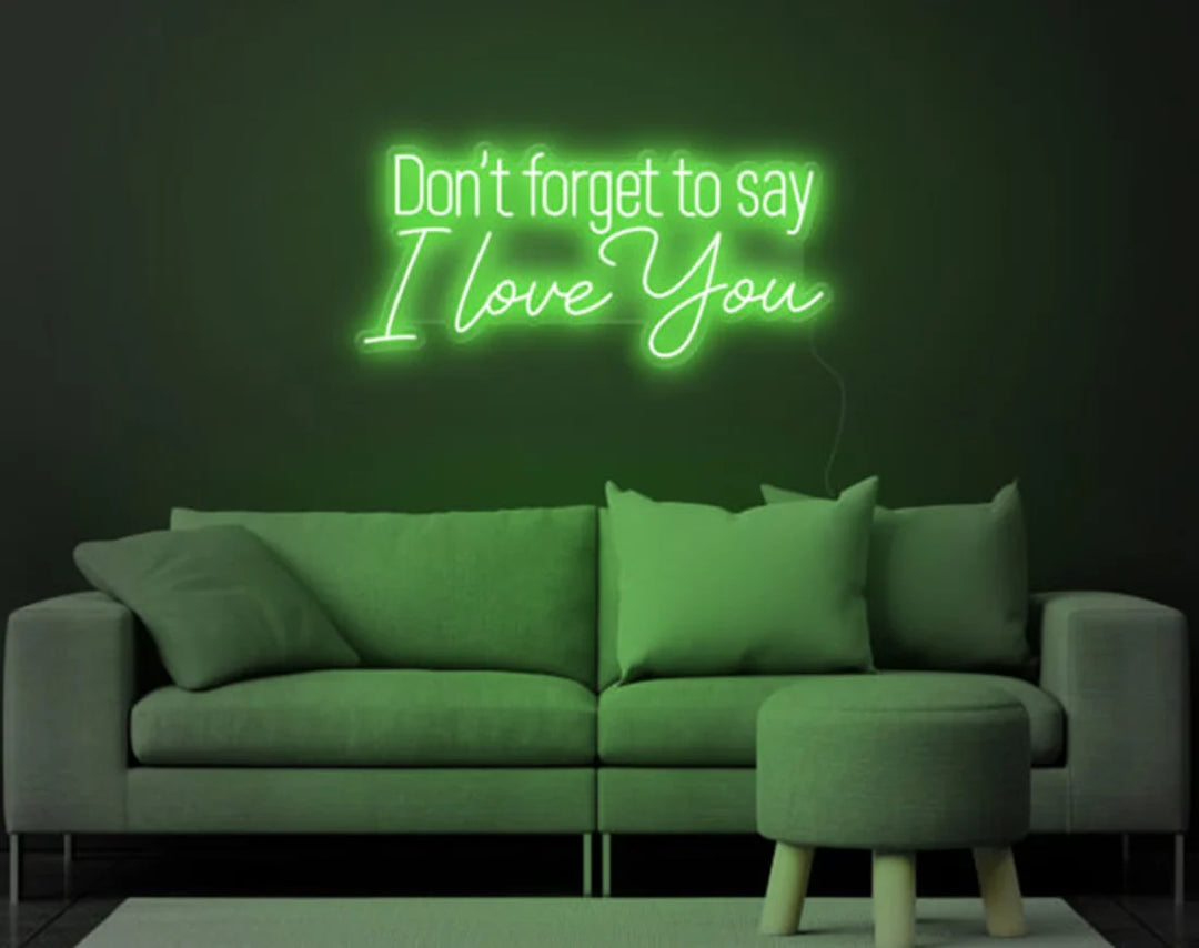 Don't Forget to Say I Love You Valentine's Day LED Neon Sign by LEDeons - light green