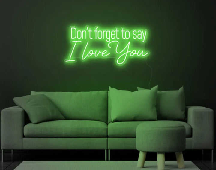 Don't Forget to Say I Love You Valentine's Day LED Neon Sign by LEDeons - light green