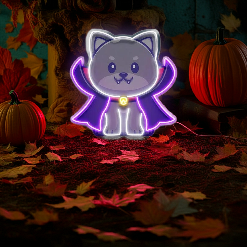 Dracula Dog Halloween LED Neon Sign by LEDNeons 
