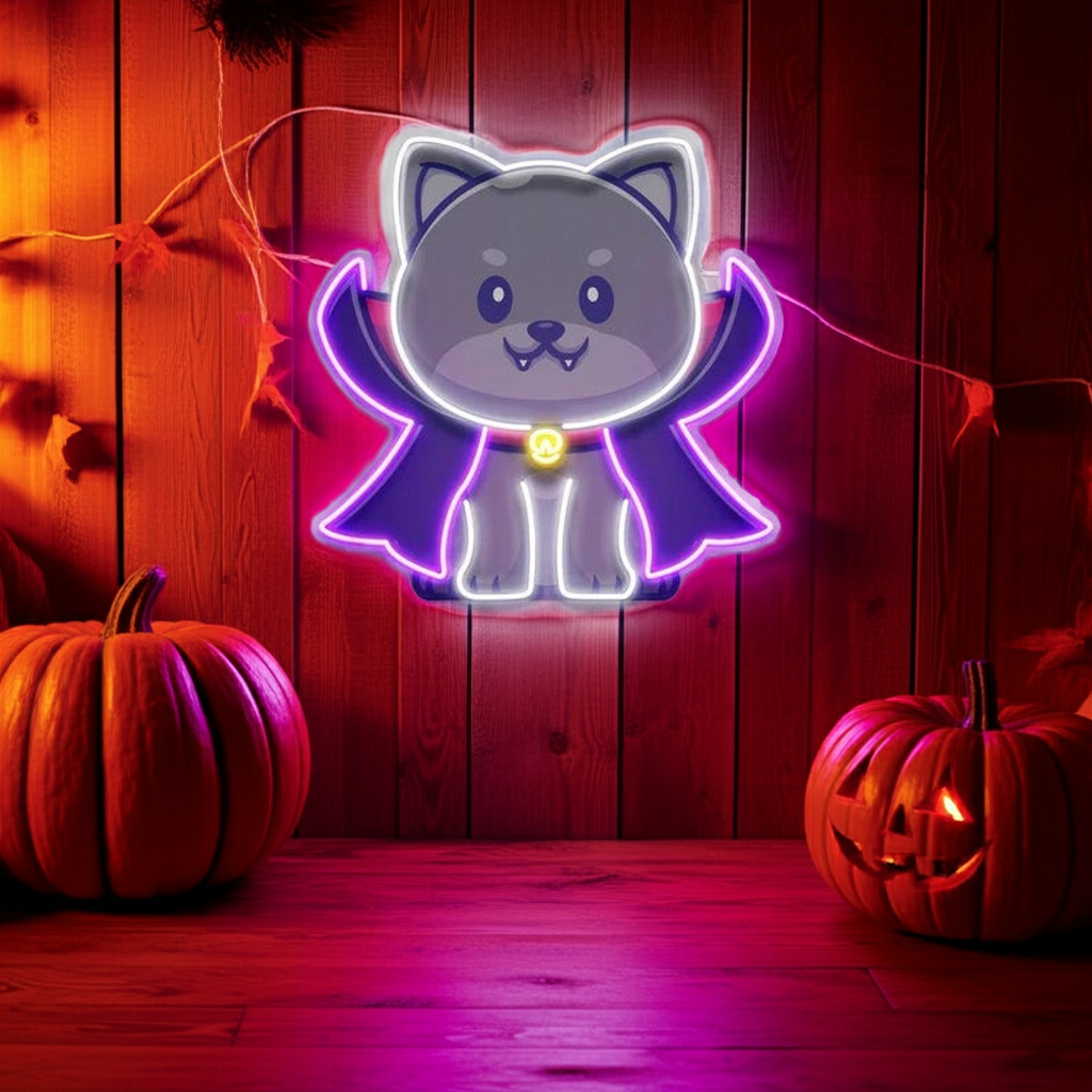 Dracula Dog Halloween LED Neon Sign by LEDNeons 