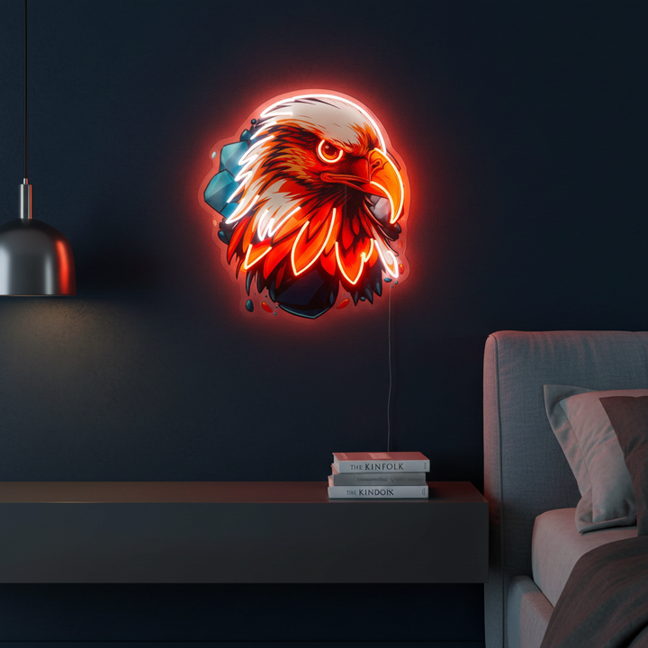 Eagle Head UV Art LED Neon Sign by LEDNeons — a striking neon artwork depicting a glowing eagle head