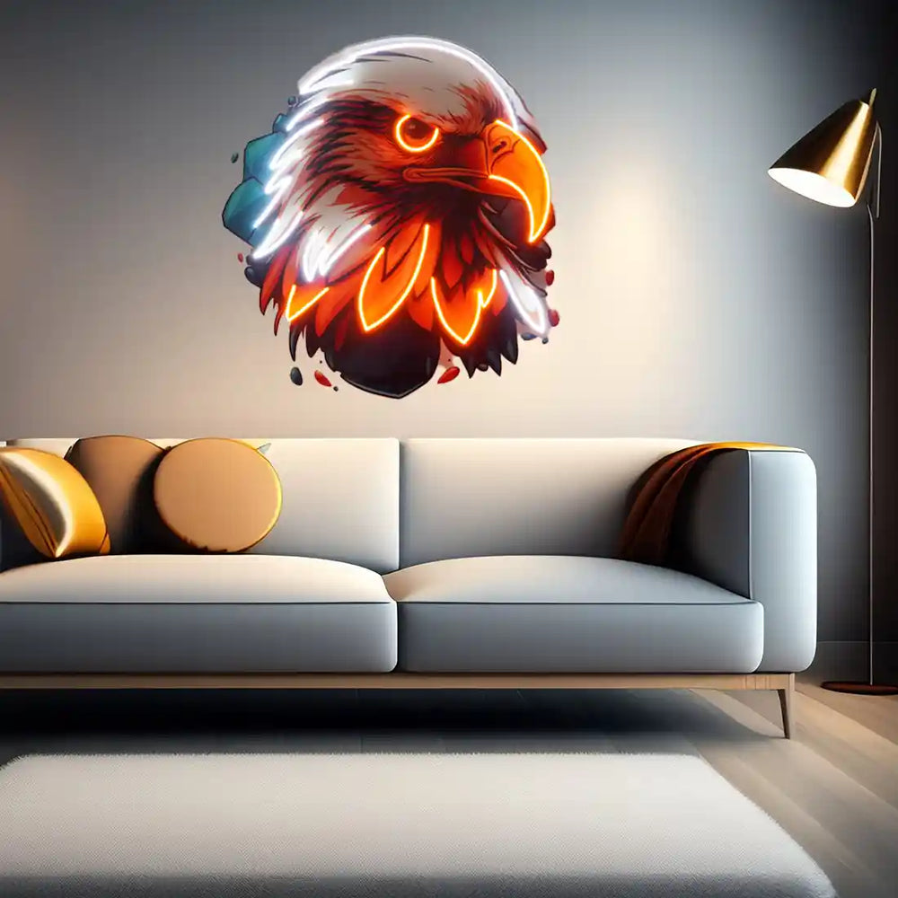 Eagle Head UV Art LED Neon Signr by LedNeons.com - Light background