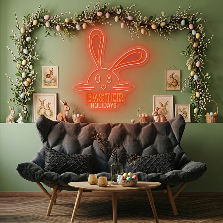 Easter Holidays neon sign glowing on wall for festive décor by LEDNeons