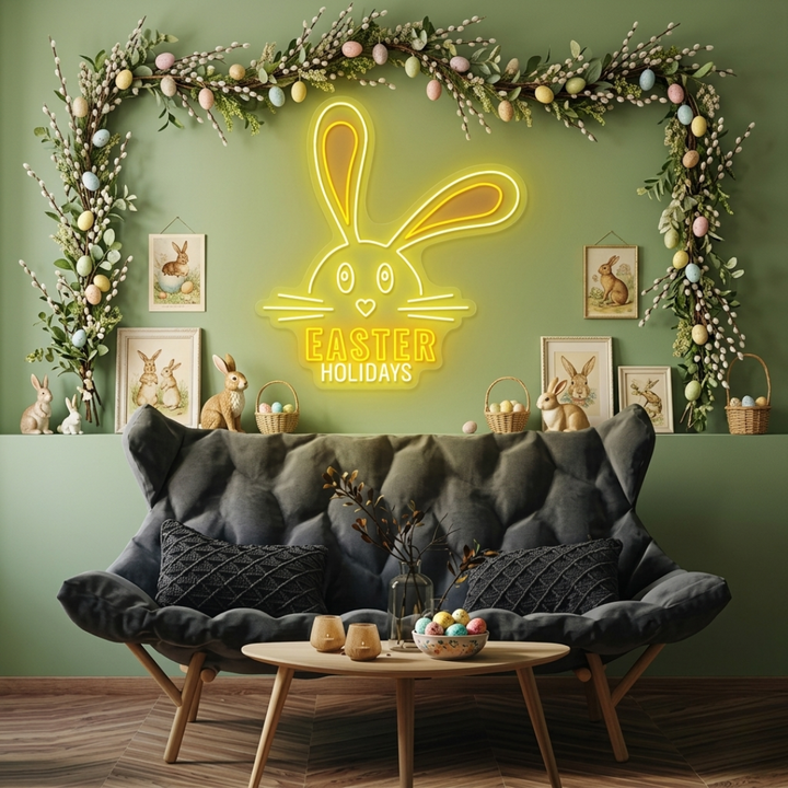 Easter Holidays neon sign glowing on wall for festive décor by LEDNeons