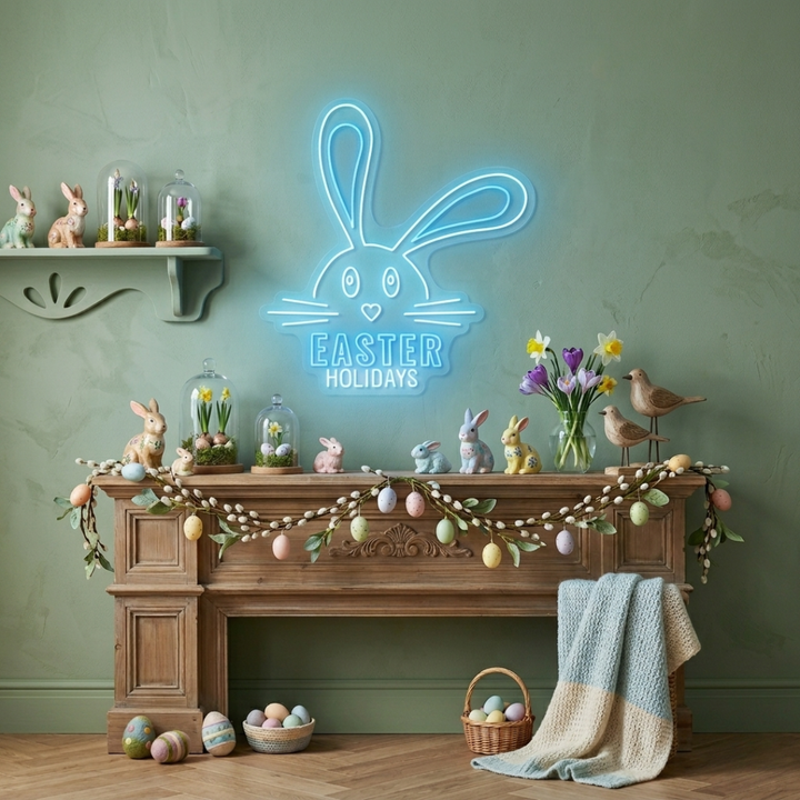 Easter Holidays neon sign glowing on wall for festive décor by LEDNeons
