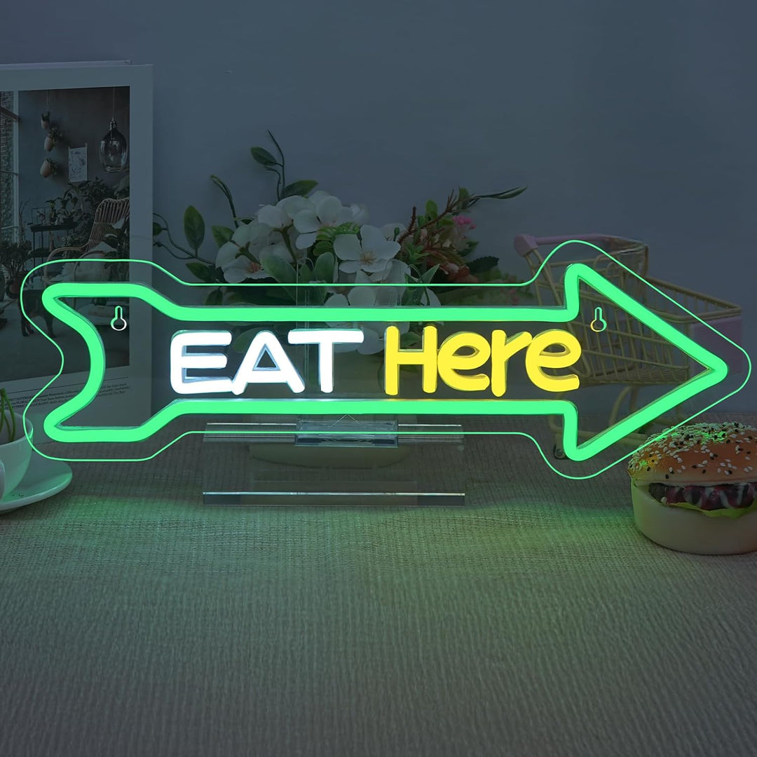 Eat Here LED Neon Sign by LEDNeons - Modern LED Neon Sign for cafés, diners, and casual eateries.
