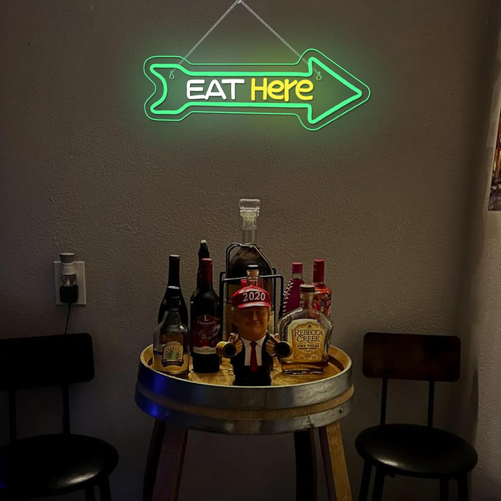 Eat Here LED Neon Sign by LEDNeons - Modern LED Neon Sign for cafés, diners, and casual eateries.