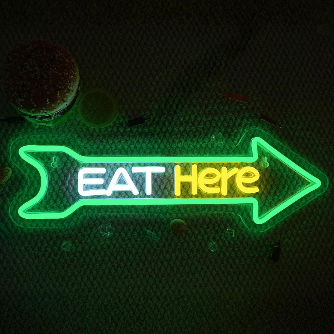 Eat Here LED Neon Sign by LEDNeons - Modern LED Neon Sign for cafés, diners, and casual eateries.