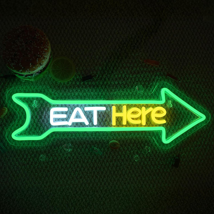 Eat Here LED Neon Sign by LEDNeons - Modern LED Neon Sign for cafés, diners, and casual eateries.