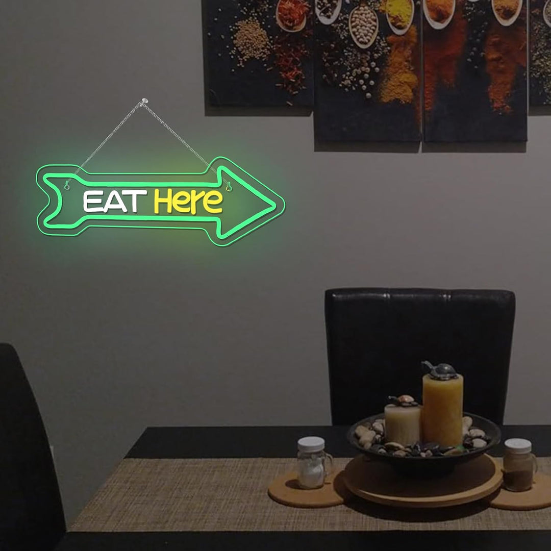 Eat Here LED Neon Sign by LEDNeons - Modern LED Neon Sign for cafés, diners, and casual eateries.