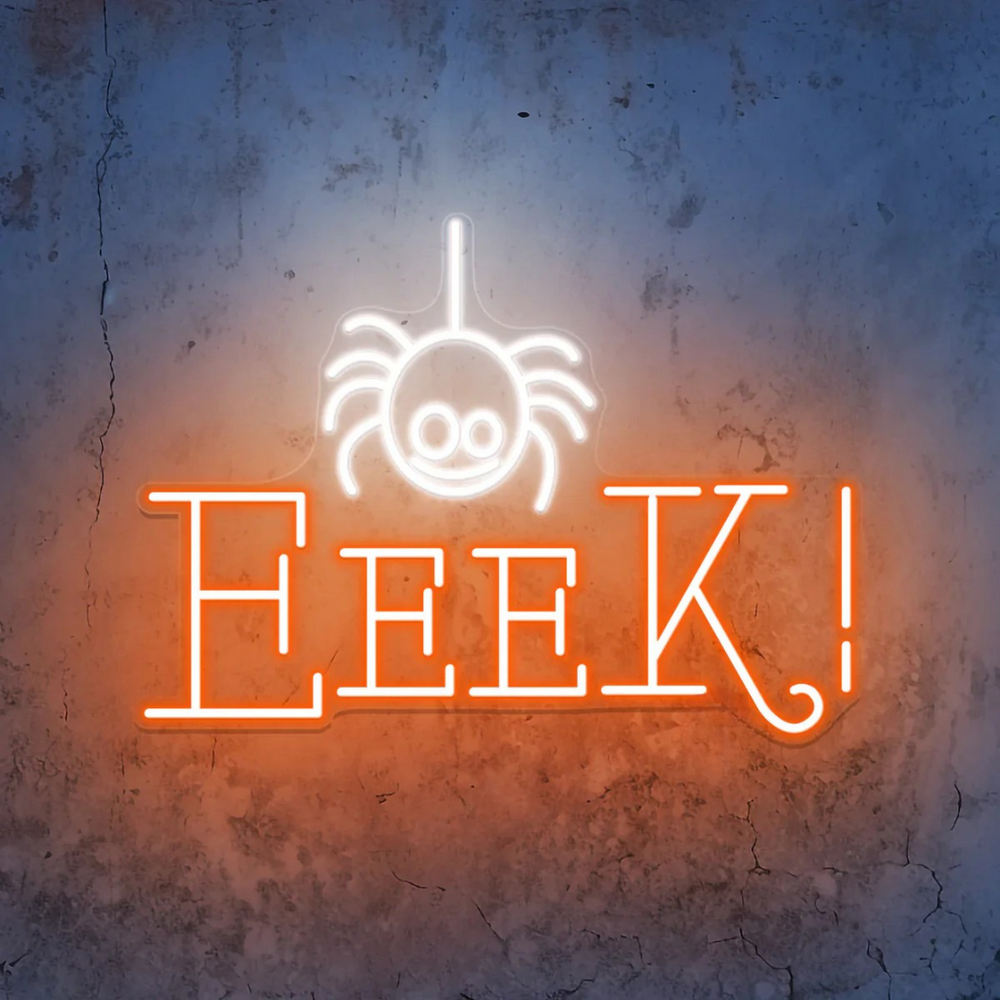 Eeek Spider Halloween LED Neon Sign by LEDNeons - fun and eerie light-up décor for Halloween celebrations