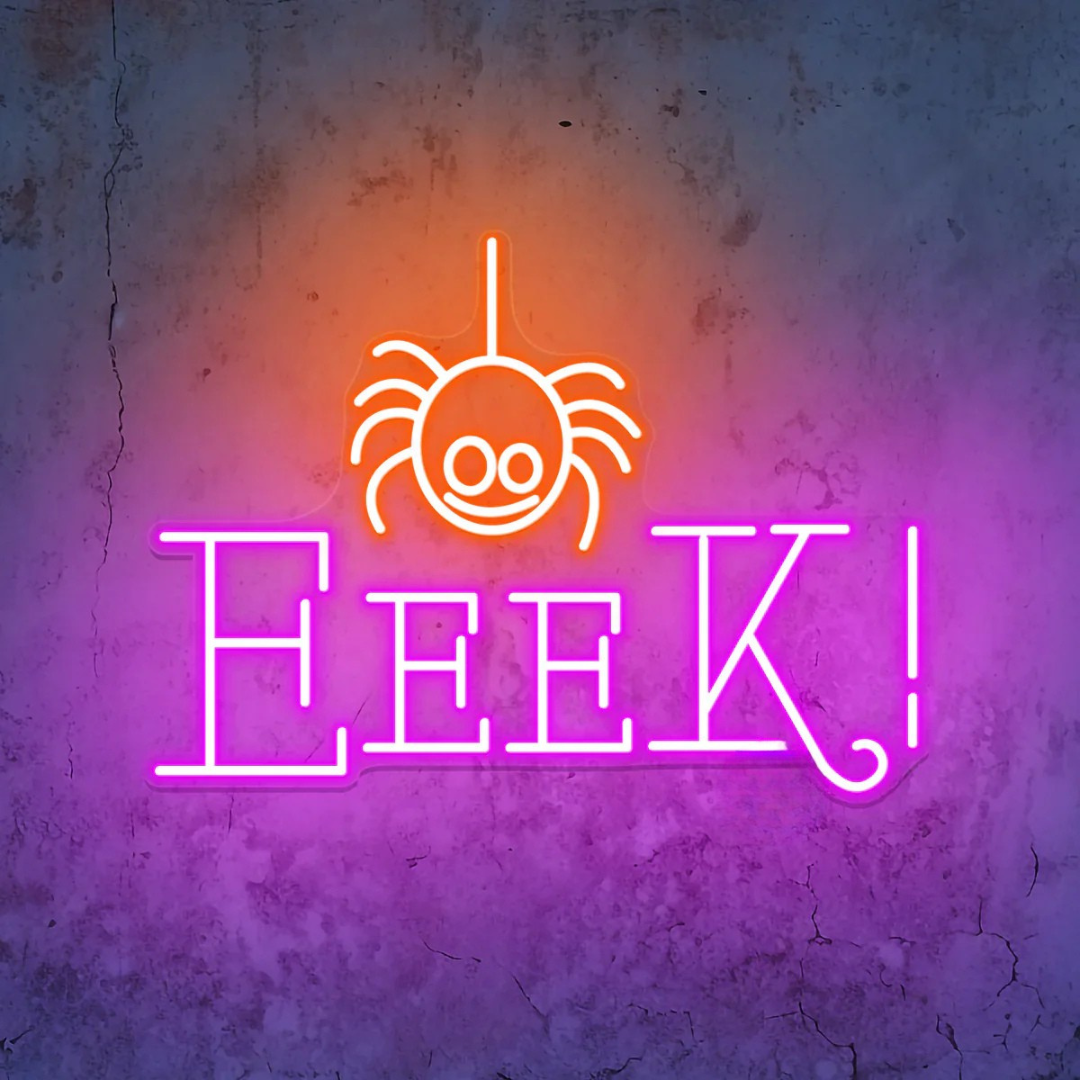 Eeek Spider Halloween LED Neon Sign by LEDNeons - fun and eerie light-up décor for Halloween celebrations