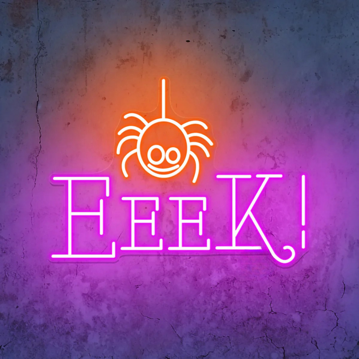 Eeek Spider Halloween LED Neon Sign by LEDNeons - fun and eerie light-up décor for Halloween celebrations