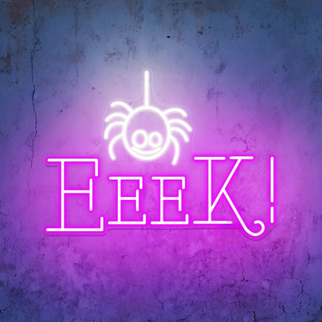 Eeek Spider Halloween LED Neon Sign by LEDNeons - fun and eerie light-up décor for Halloween celebrations