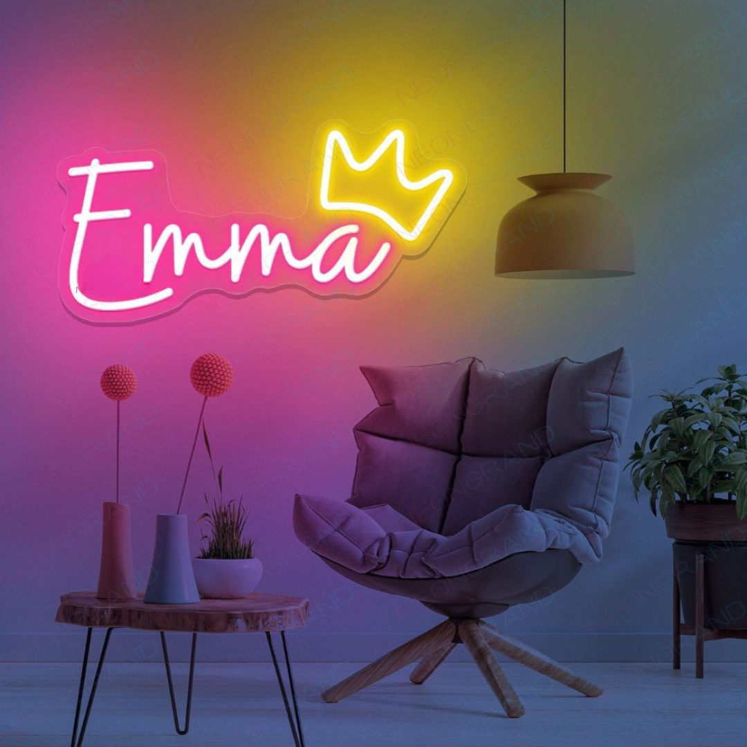 Chloe" Name Neon sign by LEDNeons  -  lit up on a wall, offering a personalized and stylish decorative accent.