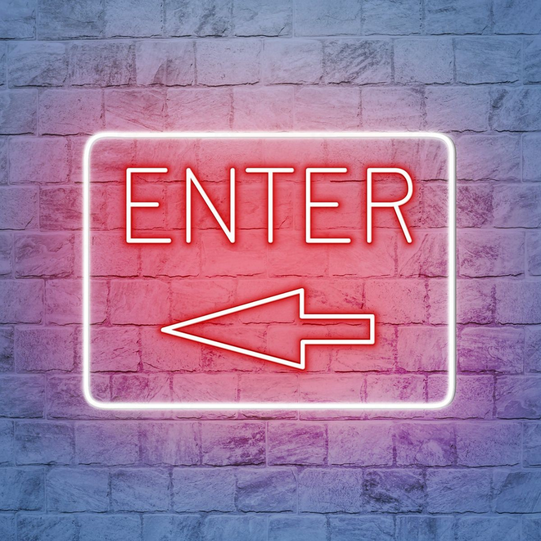 Enter with Arrow Business Neon Sign by LEDNeons -  Boost visibility to your Entrance with this Neon Sign