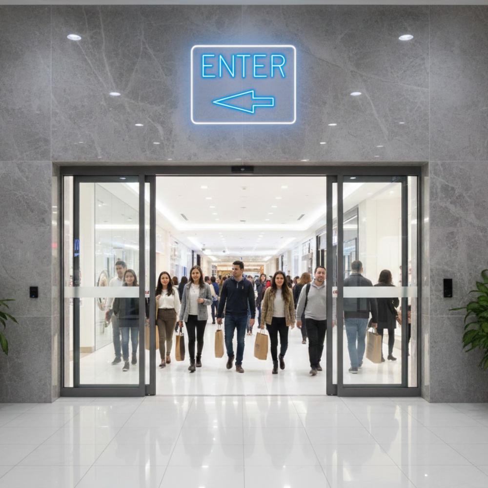 Enter with Arrow Business Neon Sign by LEDNeons -  Boost visibility to your Entrance with this Neon Sign