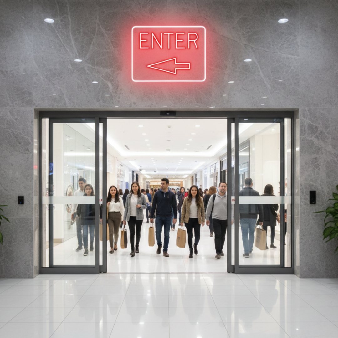 Enter with Arrow Business Neon Sign by LEDNeons -  Boost visibility to your Entrance with this Neon Sign