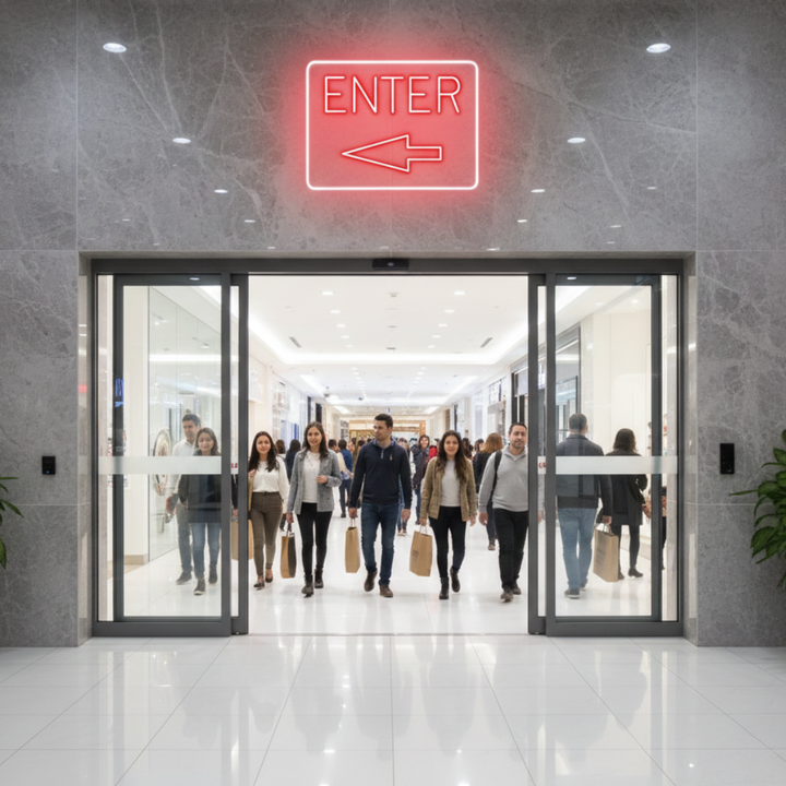 Enter with Arrow Business Neon Sign by LEDNeons -  Boost visibility to your Entrance with this Neon Sign