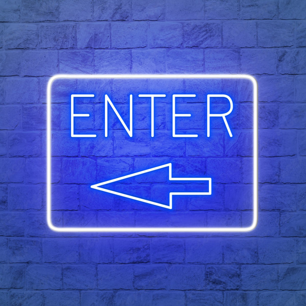 Enter with Arrow Business Neon Sign by LEDNeons - Boost visibility to your Entrance with this Neon Sign