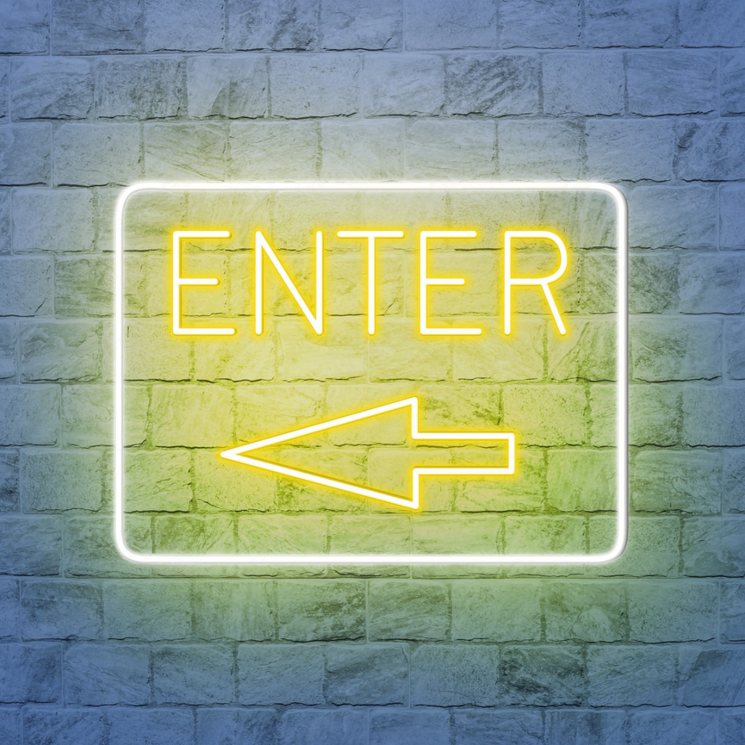 Enter with Arrow Business Neon Sign by LEDNeons - Boost visibility to your Entrance with this Neon Sign