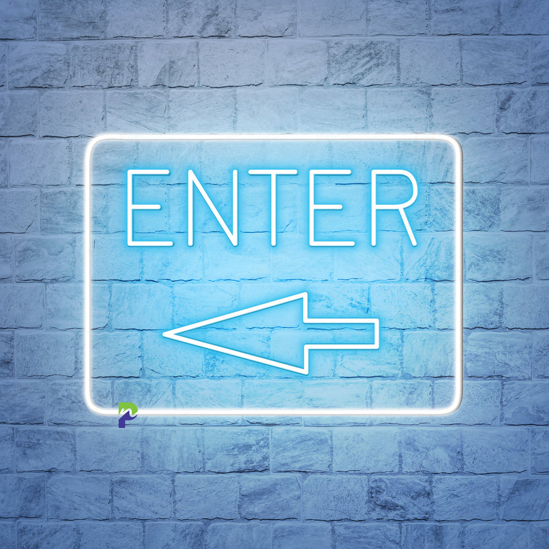 Enter with Arrow Business Neon Sign by LEDNeons -  Boost visibility to your Entrance with this Neon Sign