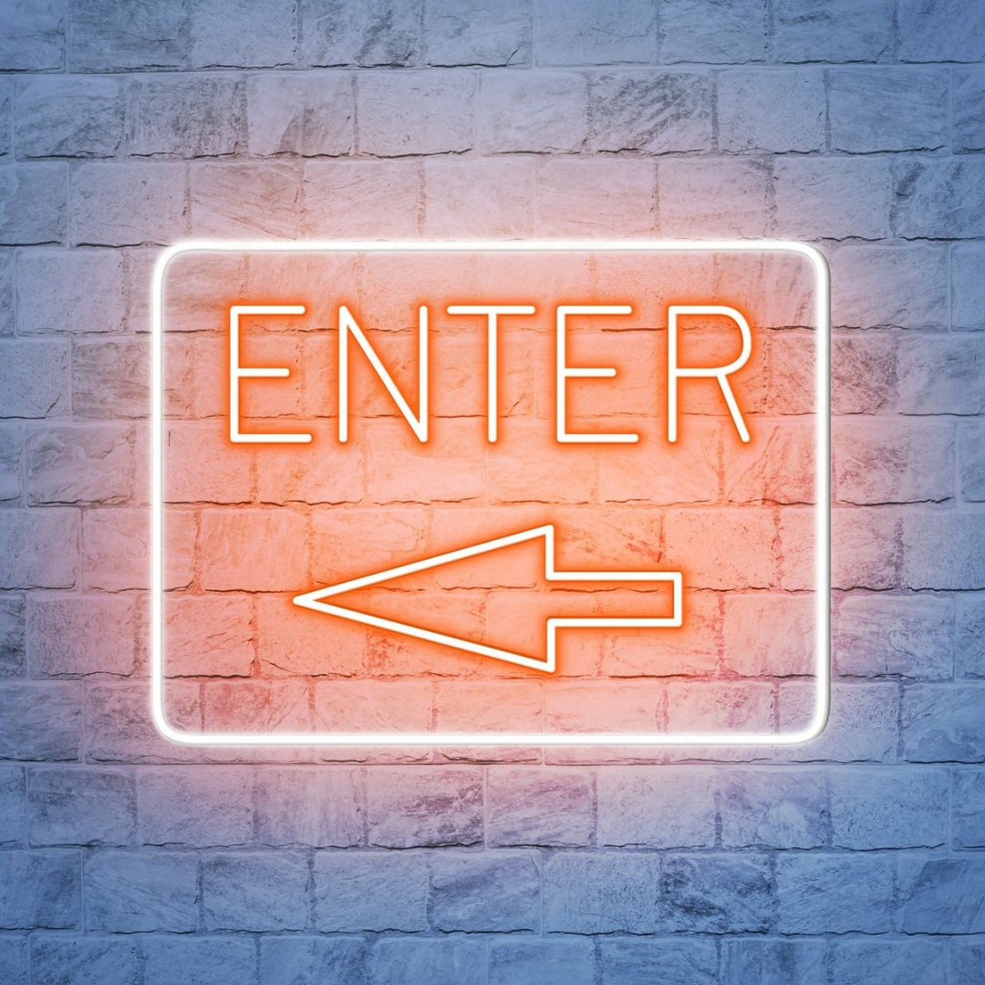 Enter with Arrow Business Neon Sign by LEDNeons -  Boost visibility to your Entrance with this Neon Sign