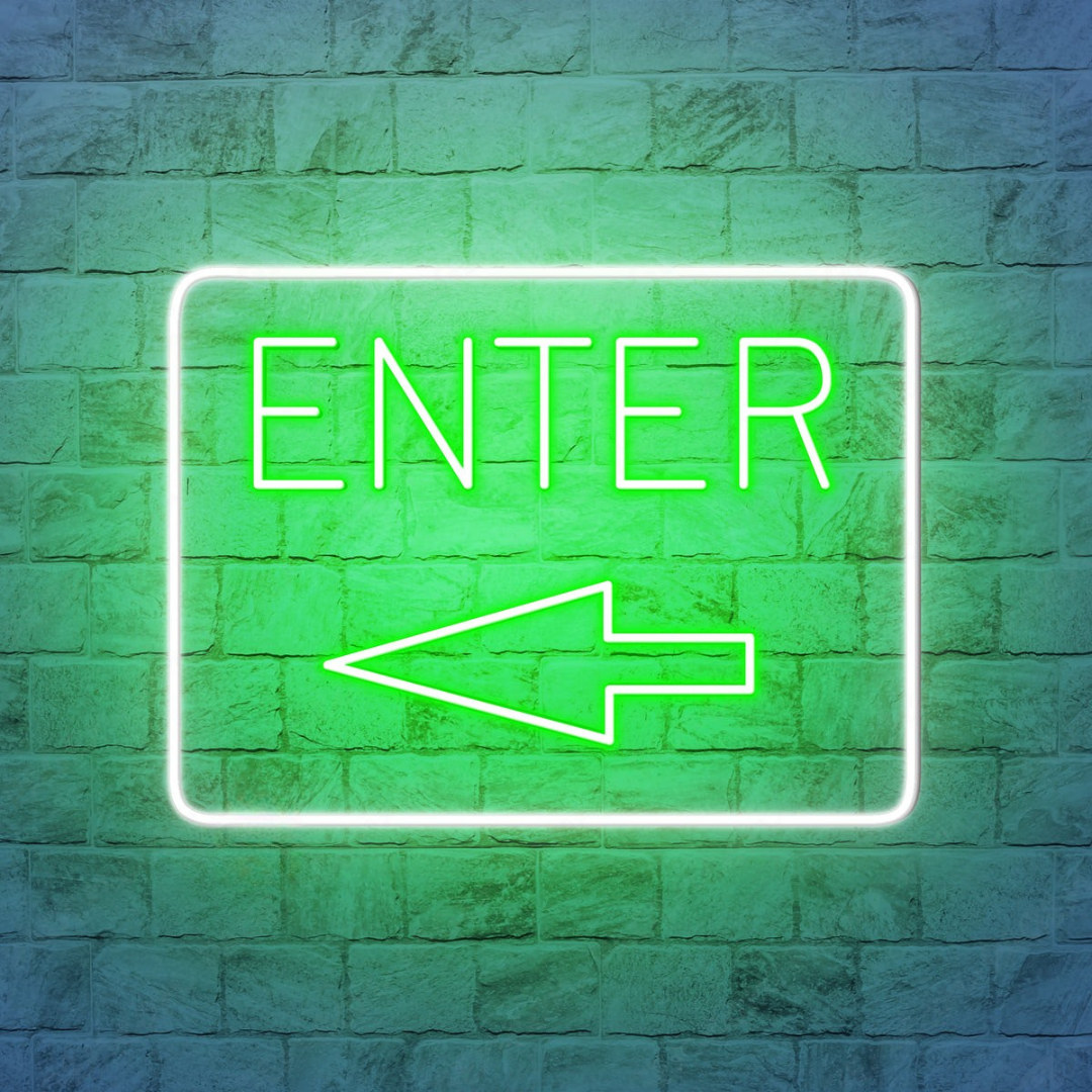 Enter with Arrow Business Neon Sign by LEDNeons -  Boost visibility to your Entrance with this Neon Sign