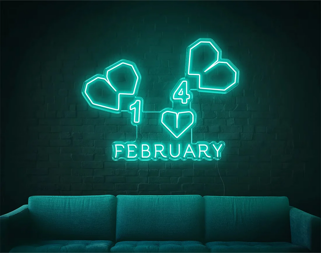 February Valentine's Day LED Neon Sign by LEDNeons - adding warmth to any space - ice blue 