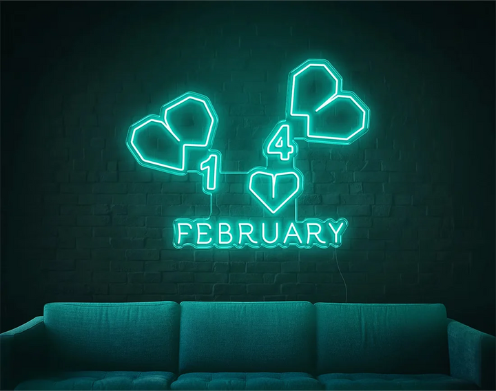 February Valentine's Day LED Neon Sign by LEDNeons - adding warmth to any space - ice blue 