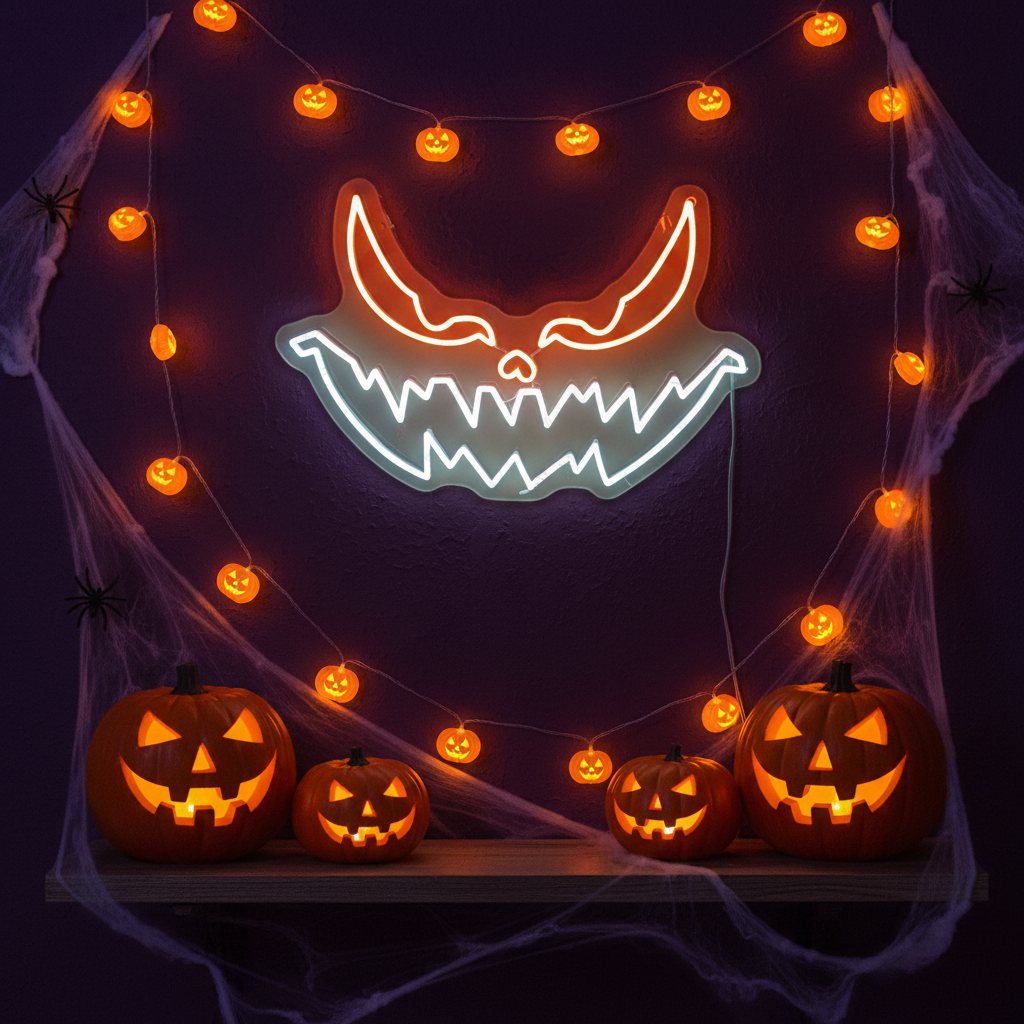 Face Halloween LED Neon Sign by LEDNeons - perfect décor for Halloween parties and haunted houses