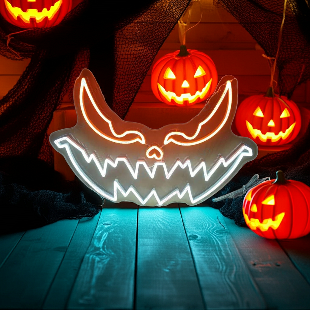 Face Halloween LED Neon Sign by LEDNeons - perfect décor for Halloween parties and haunted hous