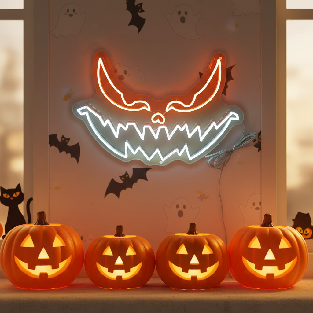 Face Halloween LED Neon Sign by LEDNeons - perfect décor for Halloween parties and haunted houses