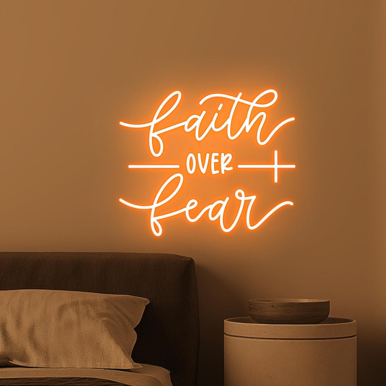 Faith Over Fear Inspirational LED Neon Sign by LEDNeons – motivational wall light for home, prayer room, or office décor