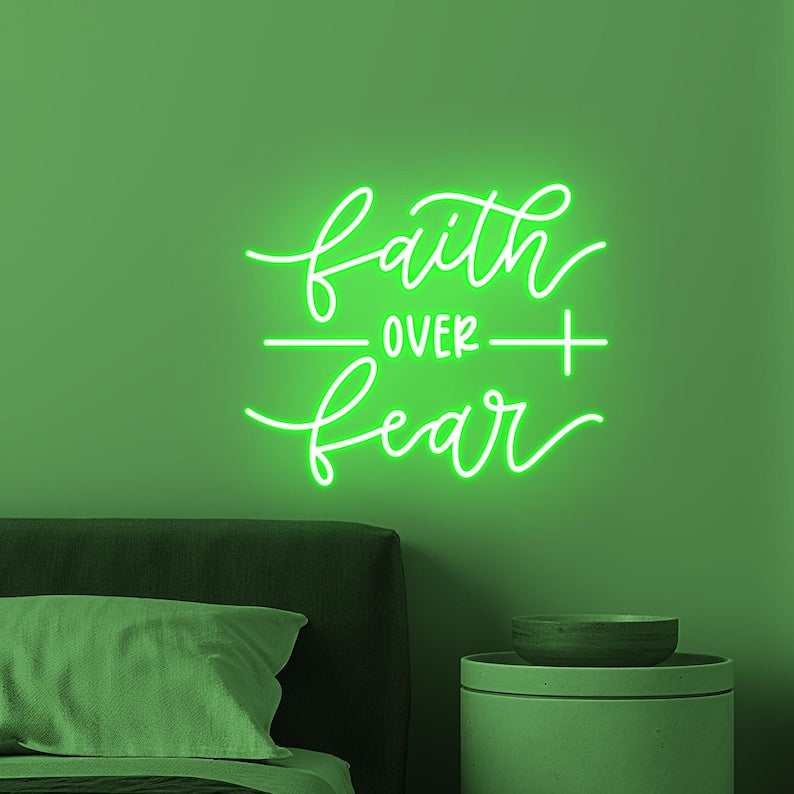 Faith Over Fear Inspirational LED Neon Sign by LEDNeons – motivational wall light for home, prayer room, or office décor