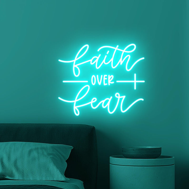 Faith Over Fear Inspirational LED Neon Sign by LEDNeons – motivational wall light for home, prayer room, or office décor
