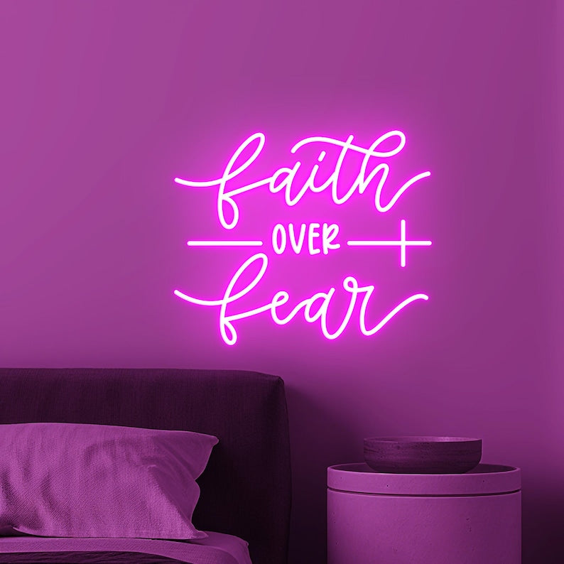Faith Over Fear Inspirational LED Neon Sign by LEDNeons – motivational wall light for home, prayer room, or office décor