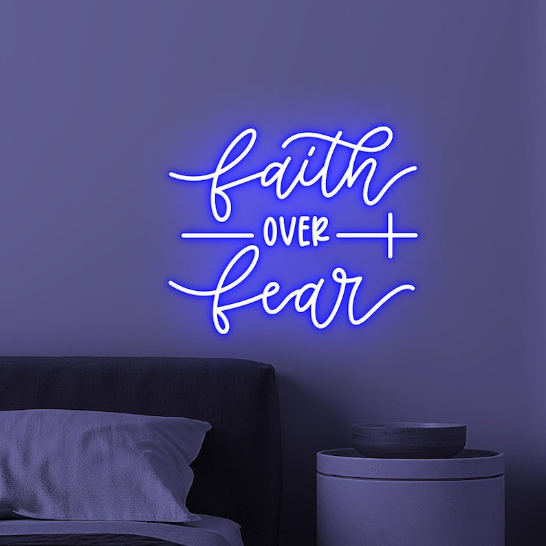 Faith Over Fear Inspirational LED Neon Sign by LEDNeons – motivational wall light for home, prayer room, or office décor
