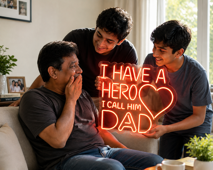 I Have A Hero I Call Him Dad Neon Sign – Father's Day Gift for Dad