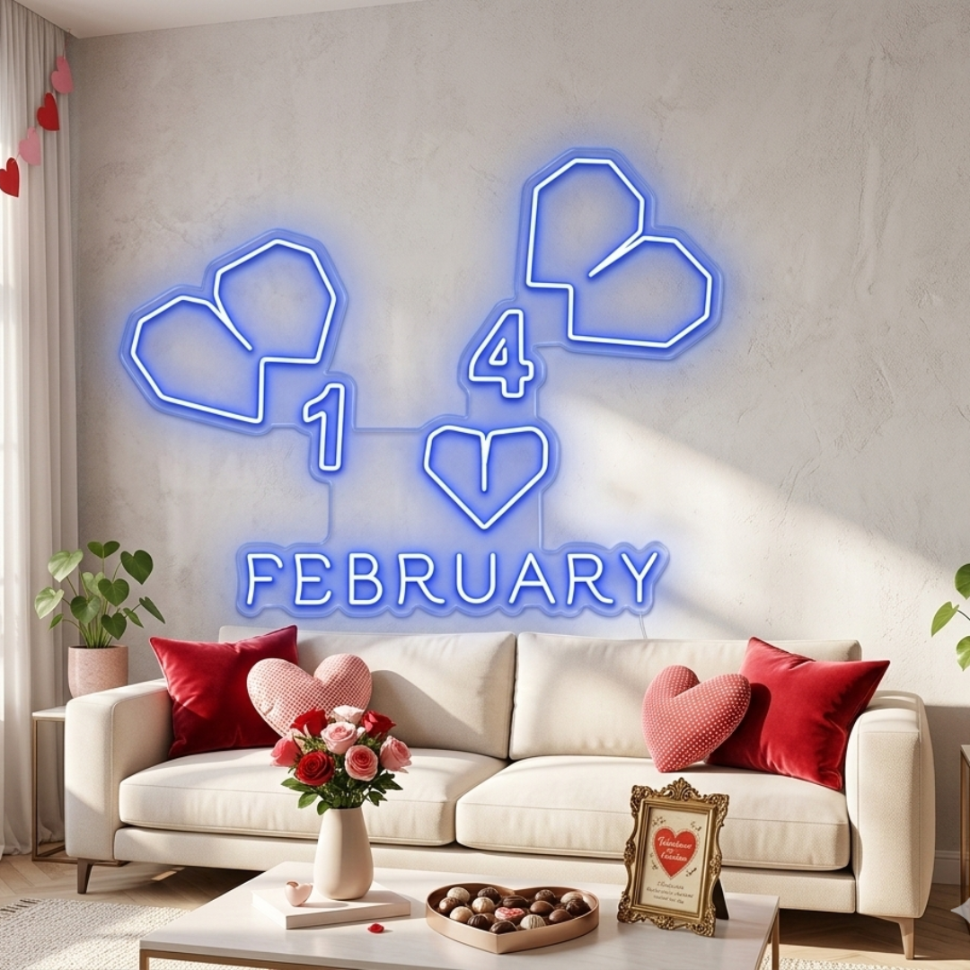February 14 Valentine's Day Neon Sign by LEDNeons