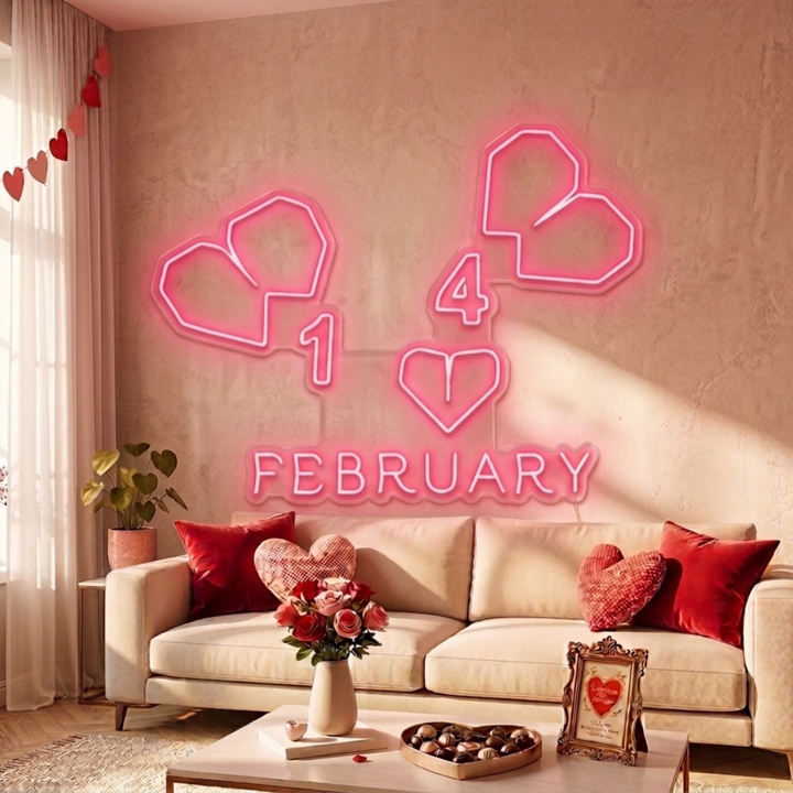 February 14 Valentine's Day Neon Sign by LEDNeons 