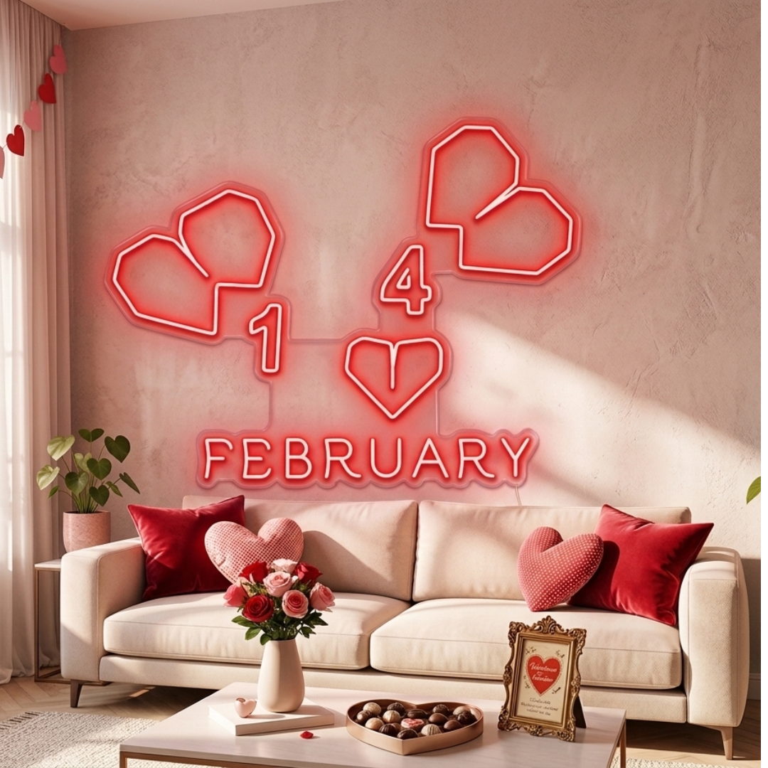 February 14 Valentine's Day Neon Sign by LEDNeons 